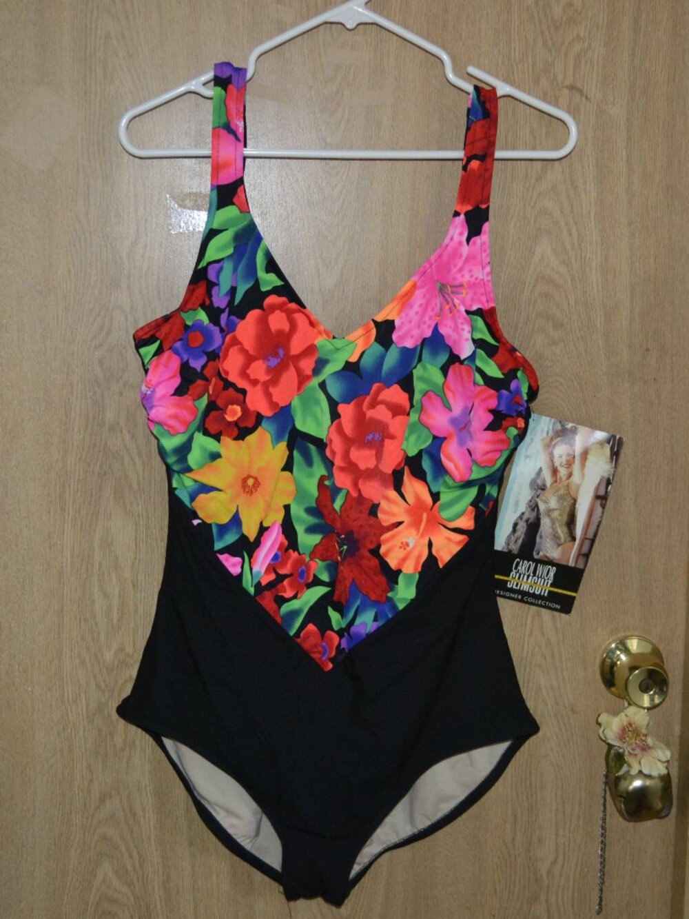 Vintage NWT Floral Carol Wior Designer Collection Slimsuit